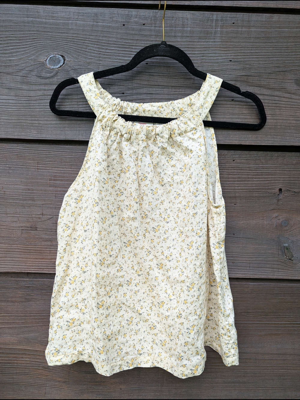 100% Linen Rachel Zoe Cream and Yellow Floral Halter Camisole